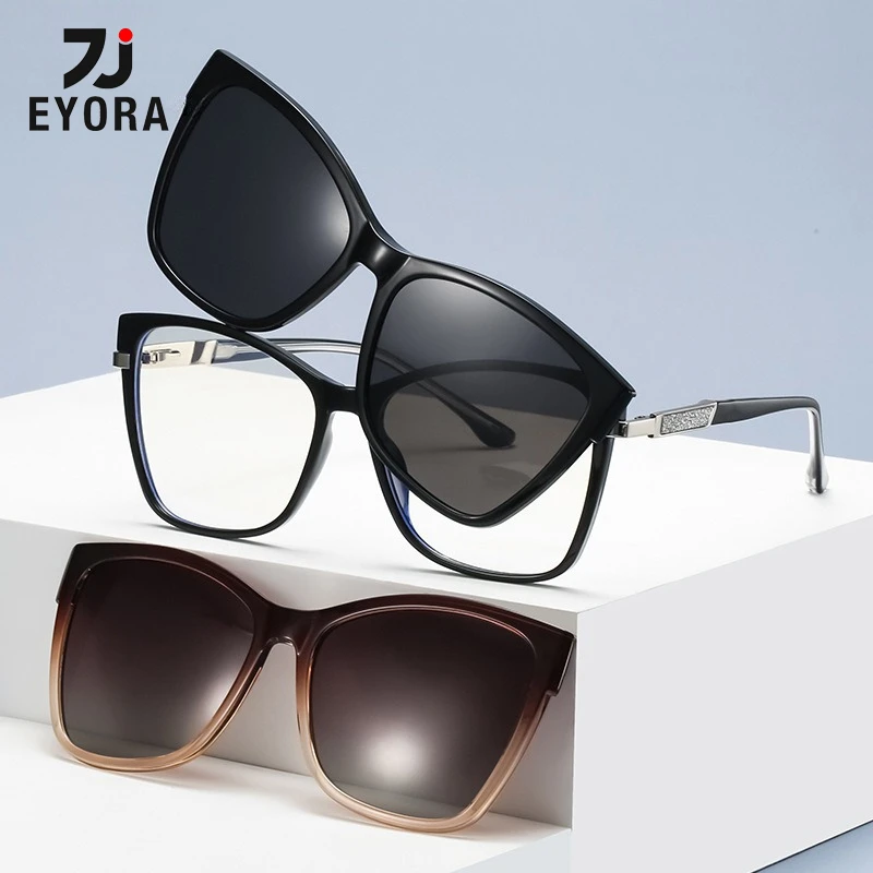 

EYORA Fashion Magnetic Clip Gradient Reading Glasses Anti Blue Ray Myopia and Hyperopia Photochromic Prescription Eyewear Lens