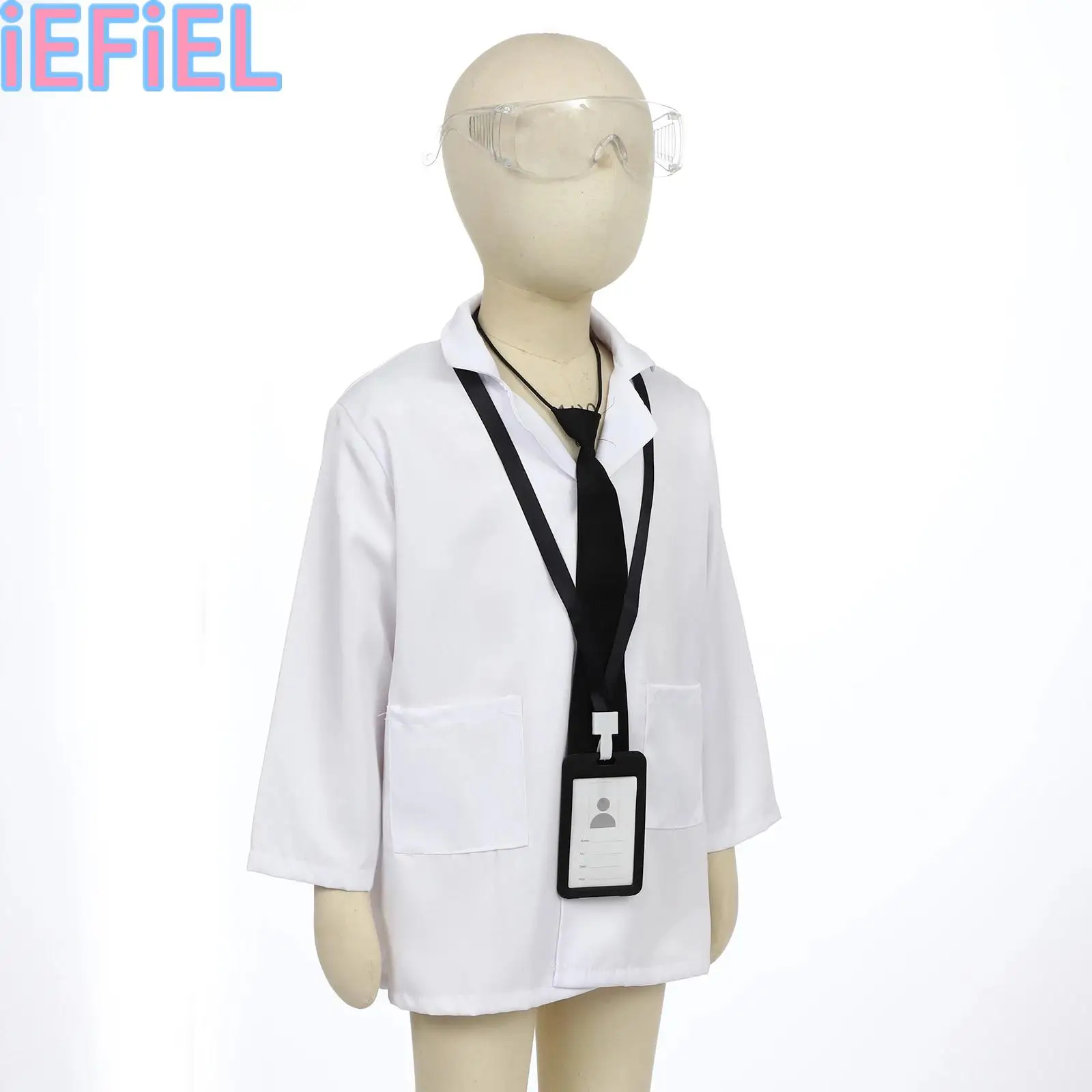 

Unisex Kids Doctor Scientist Lab Costume Set Kids Role Play Thick White Coat with Other Matched Costumes Accessories Party Gift