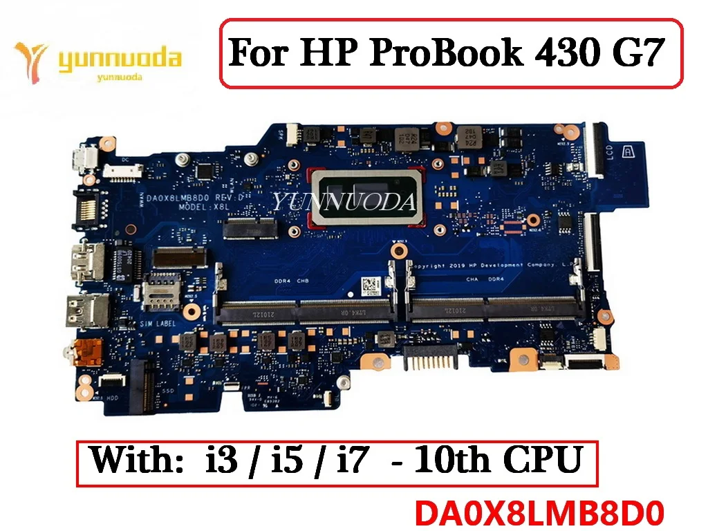 DA0X8LMB8D0  For HP ProBook 430 G7 Laptop Motherboard With i3 i5 i7 10th CPU DDR4 L77217-601 L92222-601 L97911-601 100% Tested