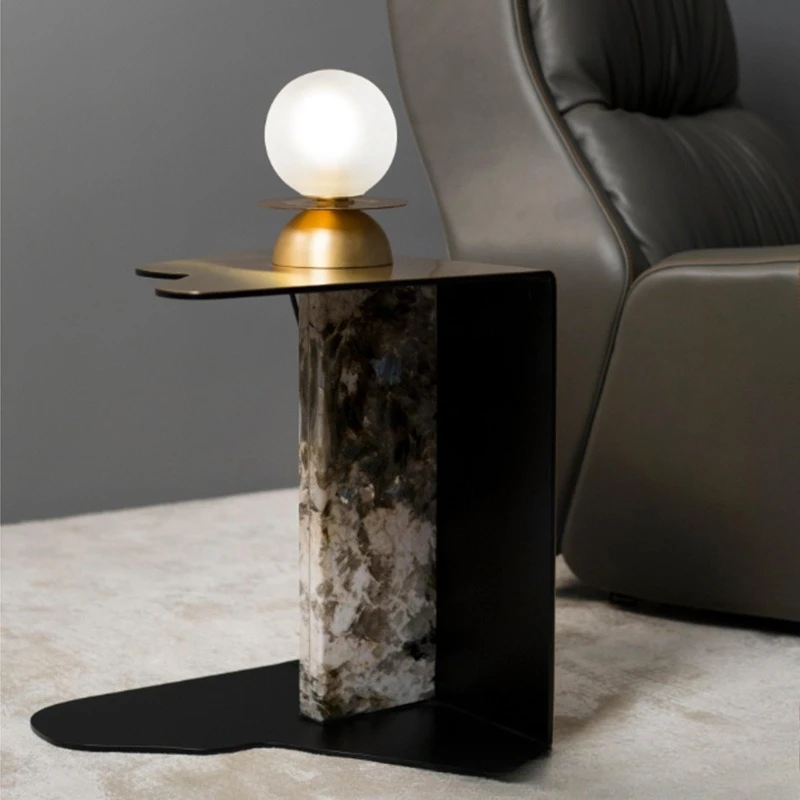 Italian marble metal light luxury special-shaped sofa side table simple coffee table