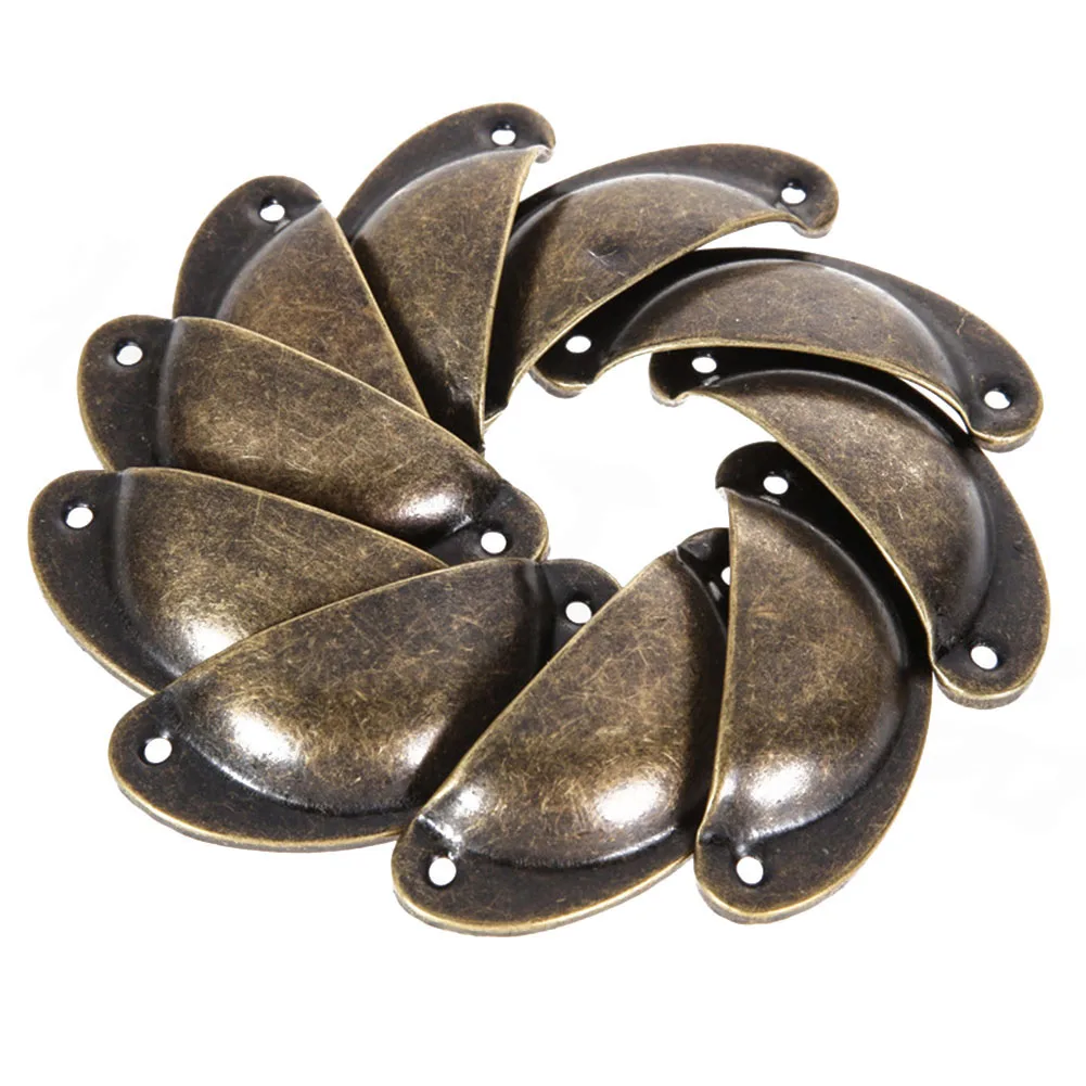 12Pcs Shell Furniture Handles Cabinet Pulls Drawer Knobs Half Moon Kitchen Cupboard Wardrobe Door Handle Antique Hardware