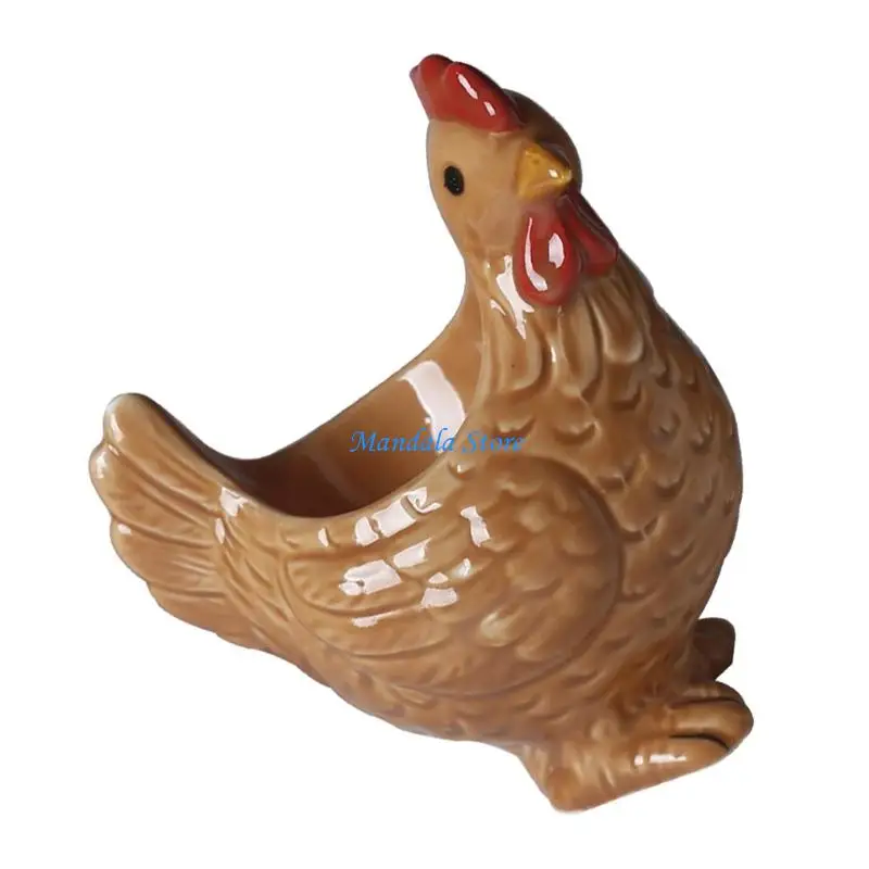

U2JC Unique 3D Hen Ceramic Eggs Tray Tabletop Eggs Stand For Stable Eggs Placement And Enhancing Dining Table Aesthetic
