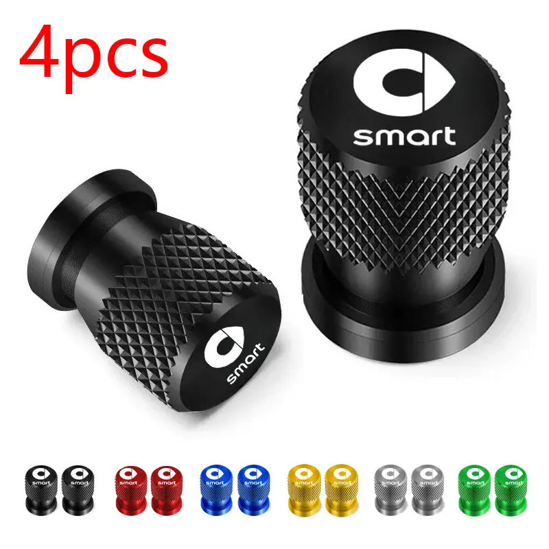 4 Uds para Smart Fortwo Forfour 451 453 450 452 454 Roadster Coupe tapa de válvula de neumático de coche cubierta de vástago de rueda de neumático de aluminio a prueba de polvo