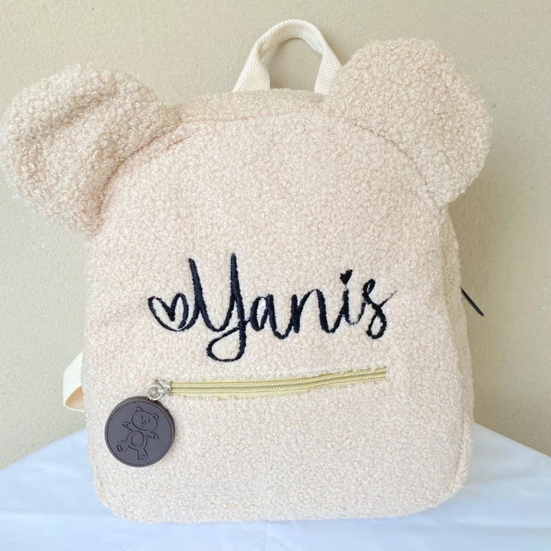 Mochila personalizada con forma de oreja de oso, Mini mochilas con nombre bordado para niños pequeños, niños y niñas, escuela o viaje