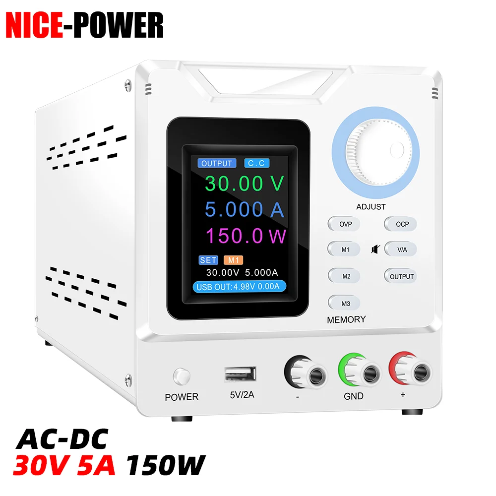 NICE-POWER SPPS-D305S Memory Function Laboratory DC Power Supply 30V 5A With OCP/OVP Output ON/OFF For LiFePO4 Recharge 12V 24V