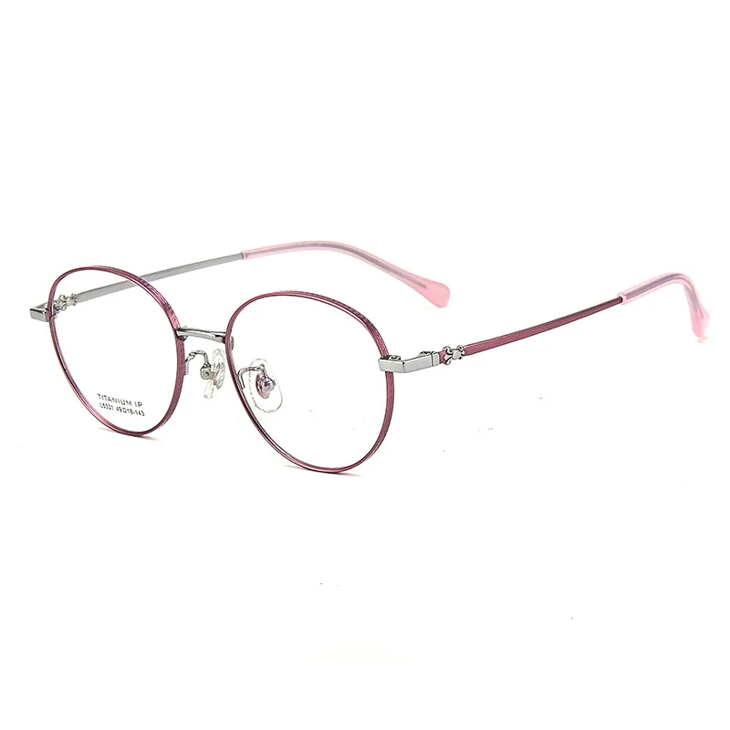 49-18-143 Pure Titanium Glasses Lightweight Two-Color Electroplating Simple Optical Frames Women's Small Frame