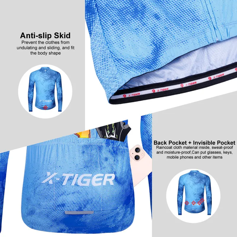 X-TIGER Cycling Jerseys Upgraded Fit Long Sleeve Summer Jersey Bicycle Clothes Day-to-day Training Rides