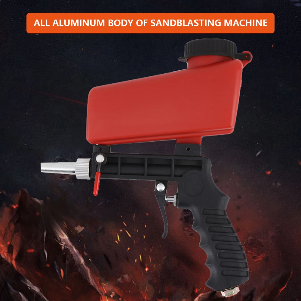 90psi آلة تفجير الرمل الهوائية المحمولة قابل للتعديل الهواء الرملي بندقية الهواء الرمال الناسف لتلميع إزالة الصدأ المعدني