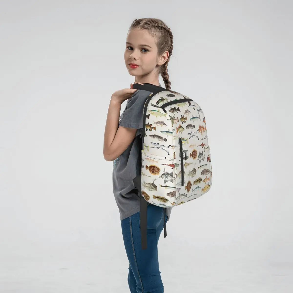 Fish Chart Backpack Large Capacity Boys Girls BookBag School Bag Shoulder Bags for Men Women