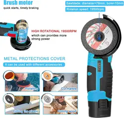 12V Brushless Angle Grinder Machine Electric Angle Grinder Cordless Battery Operated Grinder 19500Rpm Polishing Machine