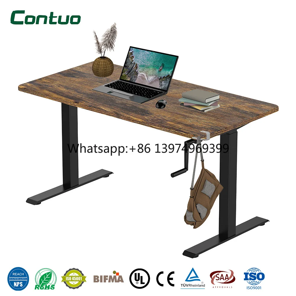 Ergonomic Hand Control Crank Computer Table Height Adjustable Office Desk Manual Adjustable Standing Desk Frame
