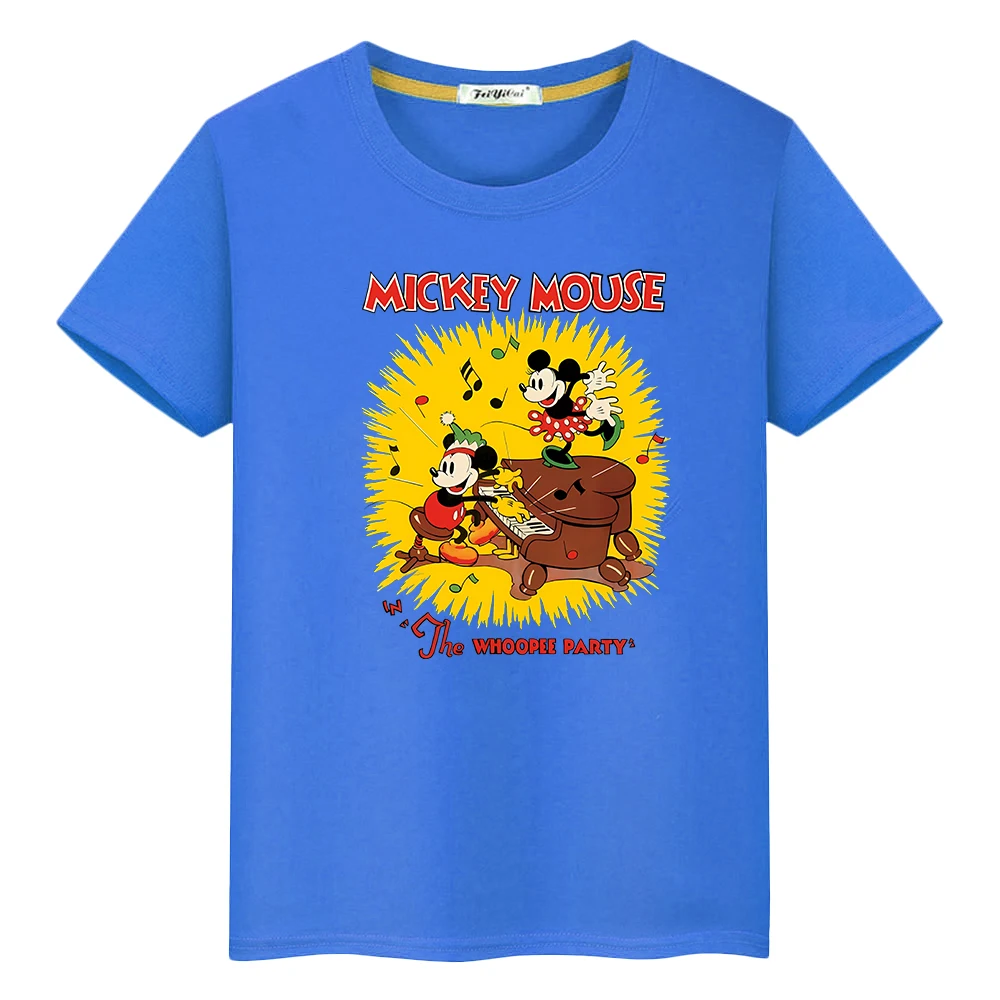 

Disney 100%Cotton t shirt for kids boy10years y2k Halloween Kawaii Short pride tshirt Mickey Mouse Print anime Tops girl clothes