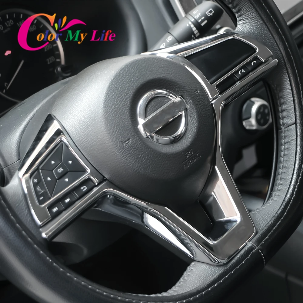 Car Steering Wheel Cover Trim for Nissan Qashqai J11 Dualis 2 X-trail T32 Kicks 2017-2021 Interior Accessories ABS Chrome Parts