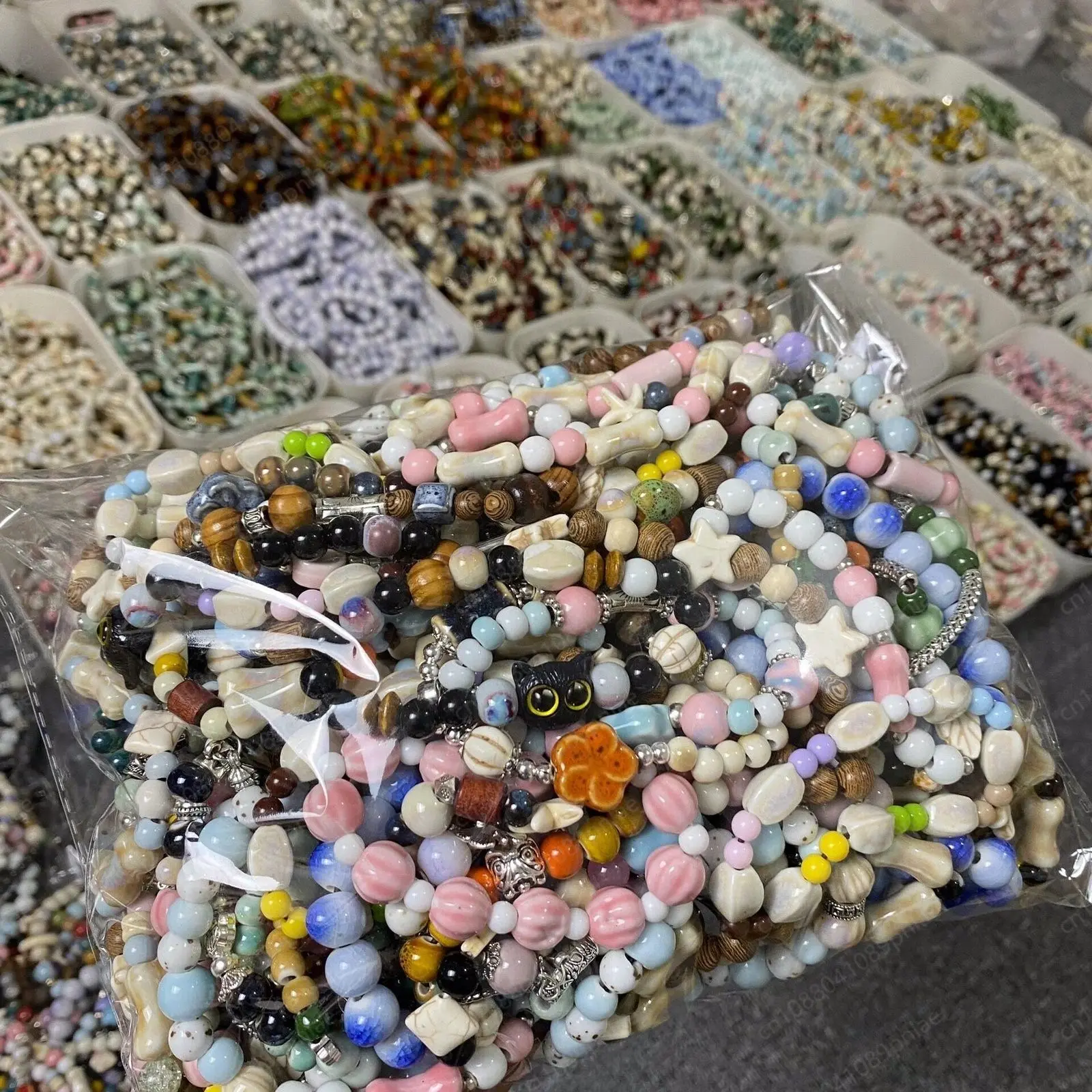 50Pcs Jingdezhen Ceramic Bracelet, National Style Does Not Fade Bracelet, Stall Wholesale Explosion
