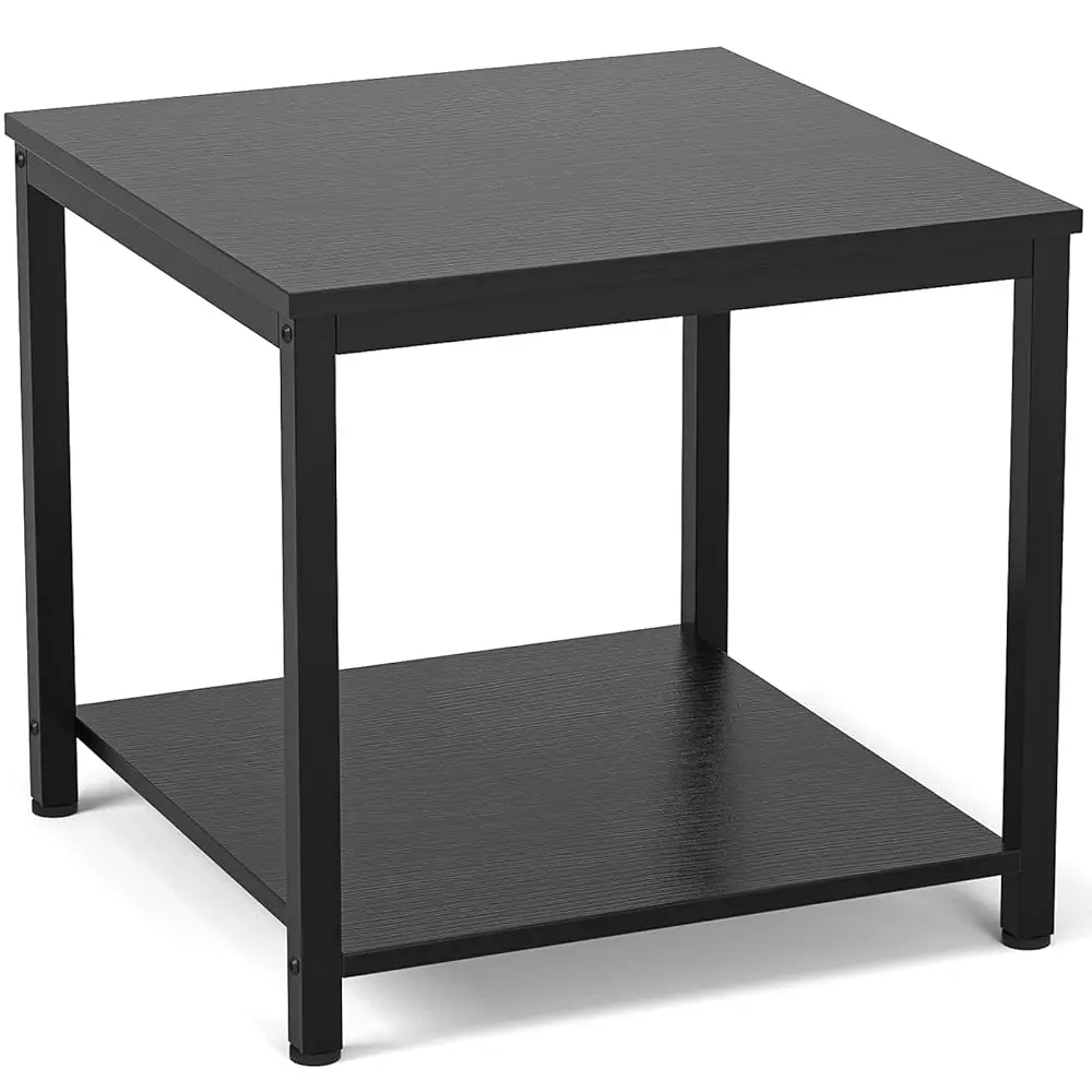 

Side Table 20 H Square, 2-Tier Coffee Tea End Table Nightstands For Sofa Couch Bed, Metal Wood Accent Modern Simple Industrial