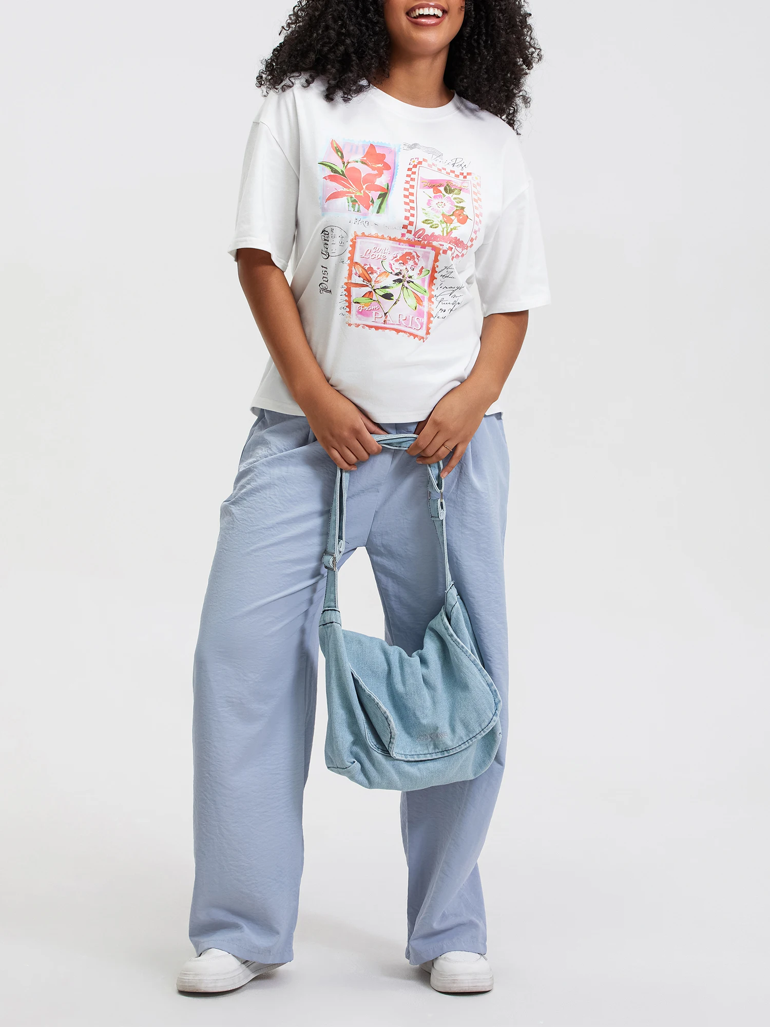 Damskie koszulki z krótkim rękawem i uroczym nadrukiem zwierzęcym Casualowe topy na lato Okrągły dekolt Luźny krój Tee Streetwear Fashion