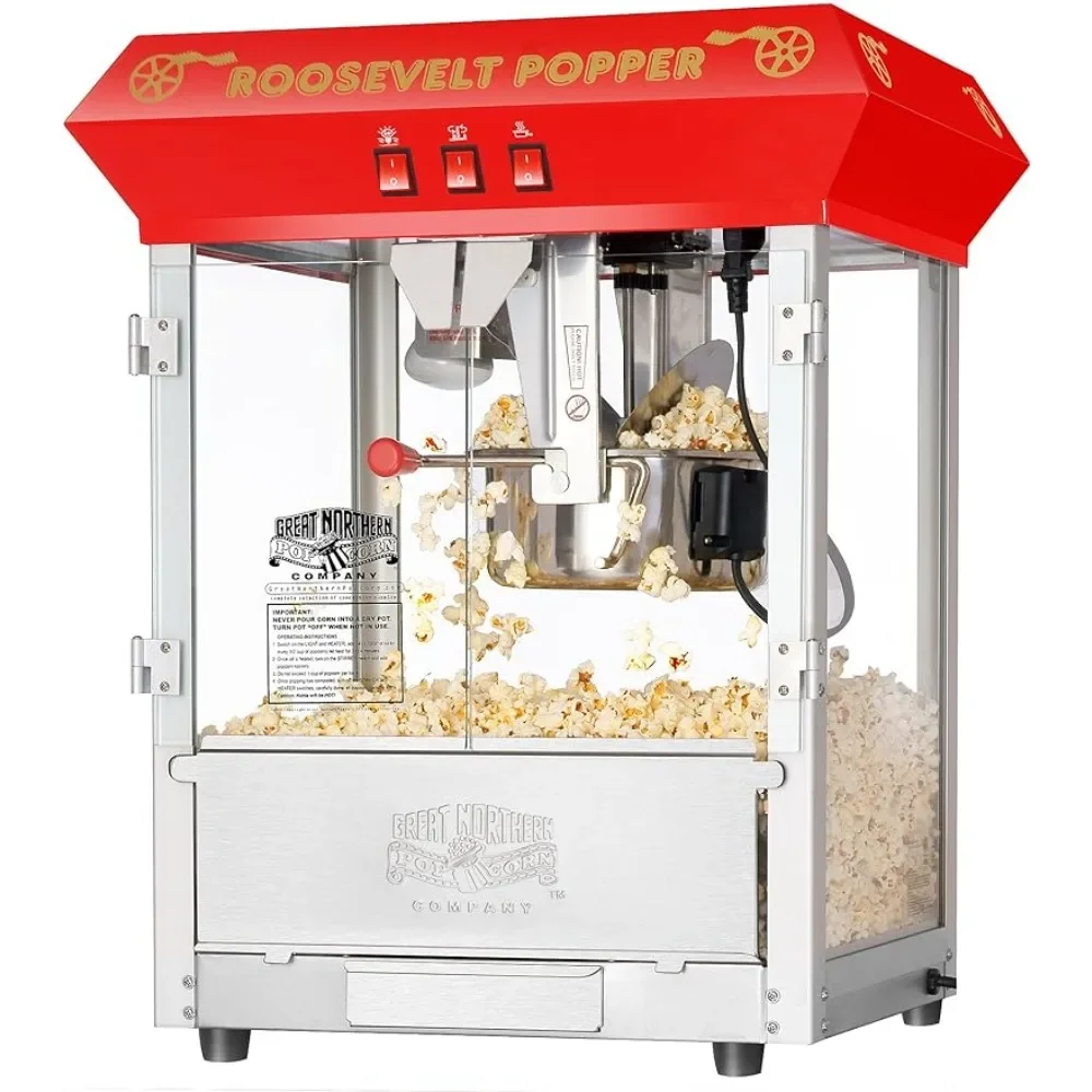 6010  Red 8oz Roosevelt Antique Countertop Style Popcorn Popper Machine