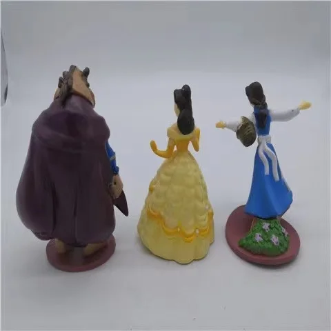 3 unids/set 10cm Disney Anime La Bella y La Bestia princesa Bella PVC colección de figuras de acción modelo juguetes muñeca regalos para niños