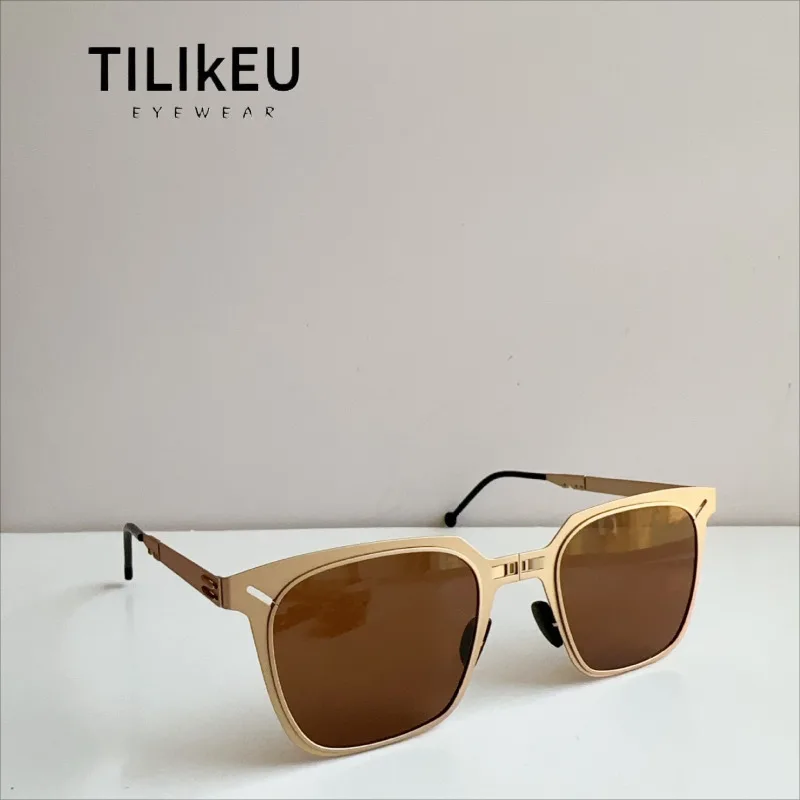 New Aviation Stainless Steel Folding Polarized Sunglasses Designer Luxury Men Sun Glasses Square Driving Anti-Glare Shades UV400