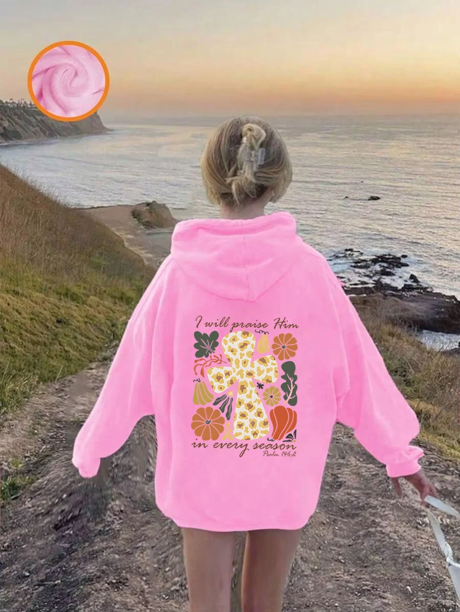 Autumn Kids Fashion Boho Wildflowers Hoodie Vintage Pumpkin Vegetable Print Hooded Aesthetics Long Sleeve Girls Boys Sweatshirt