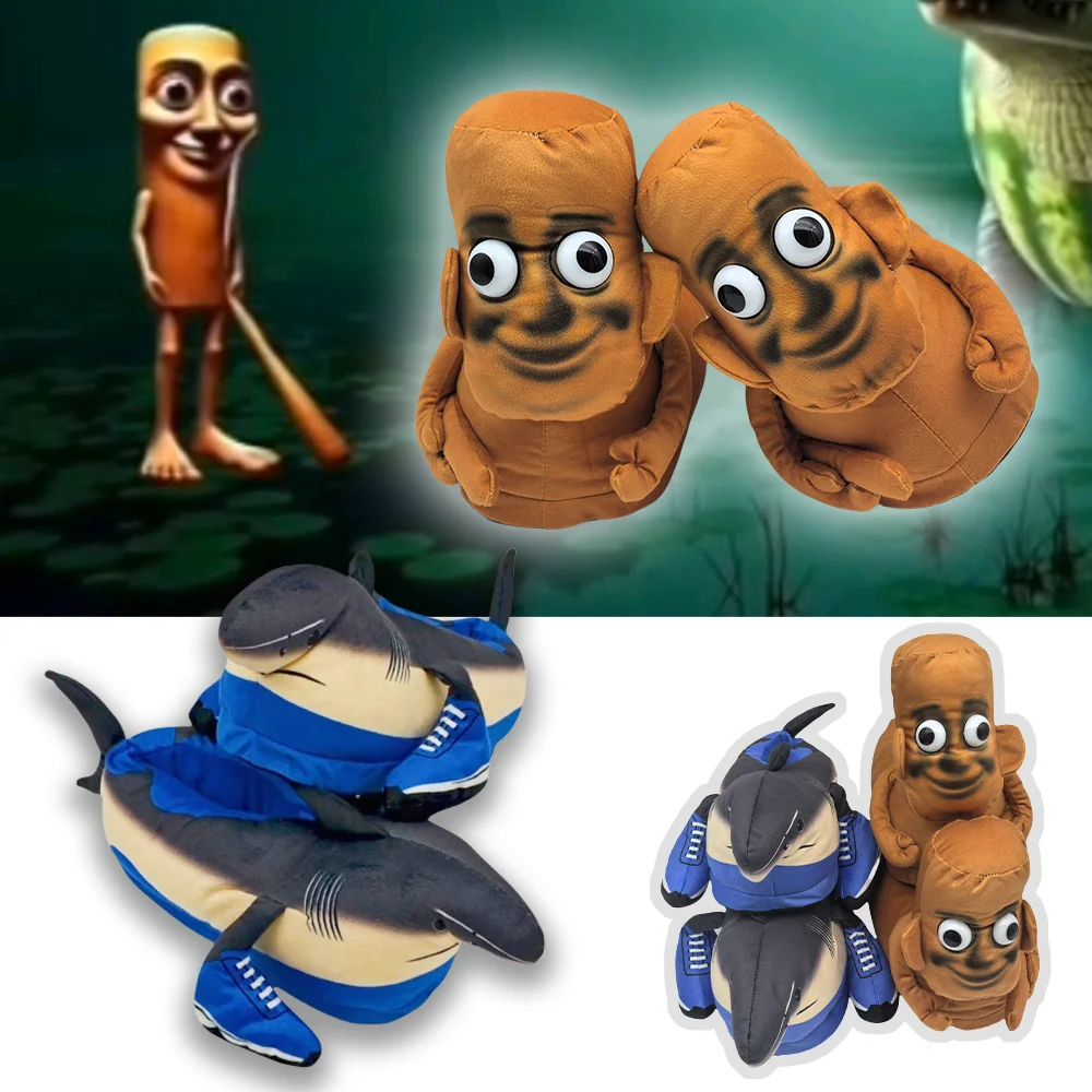 TreasuringU Tralalelo Tralala Plush Slippers Tungtungtung Italian Brainrot Plush Shoes Home Indoor Adult Children Soft Slippers