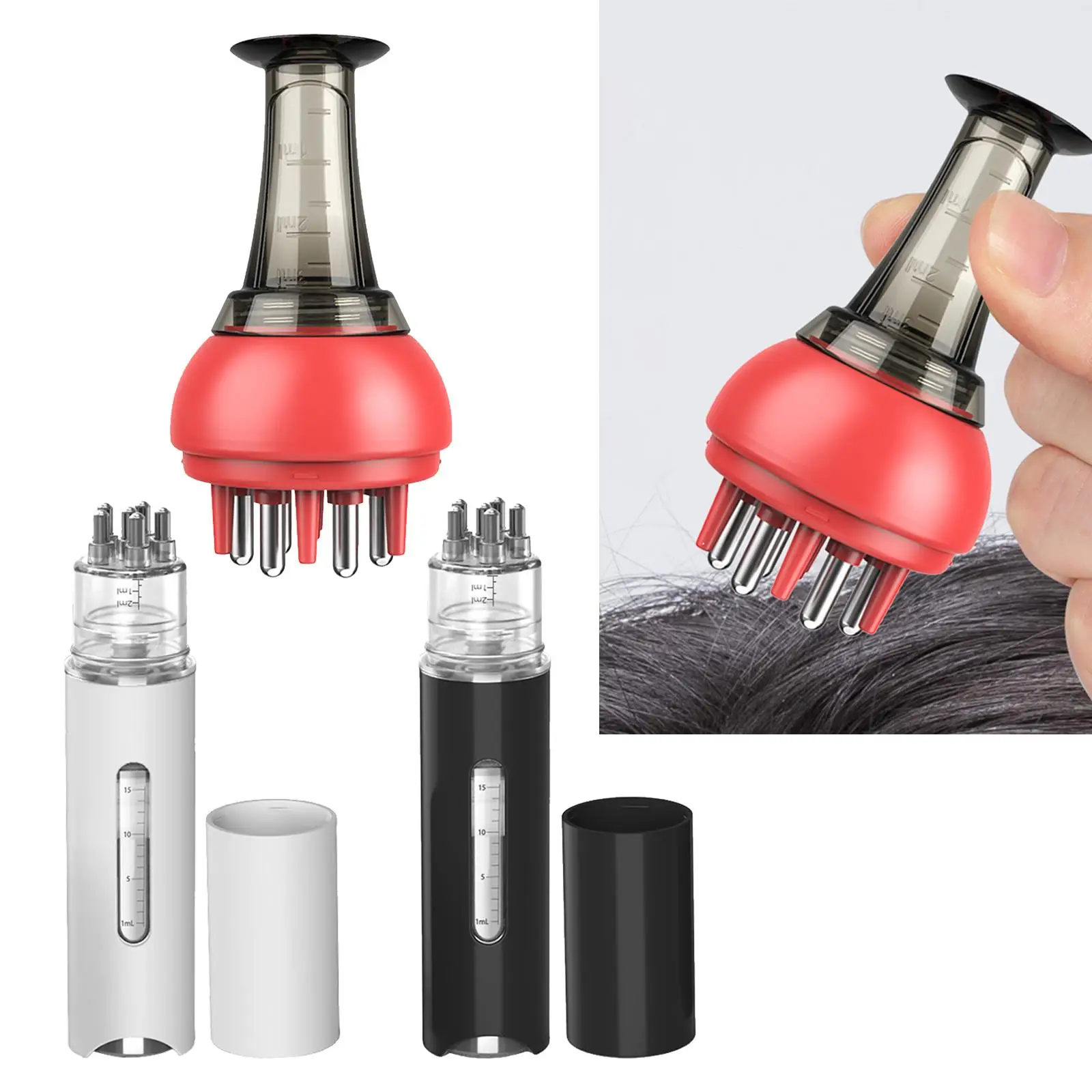 قضيب فروة الرأس للنساء ، مشط توجيه سائل ، مدلك ، قضيب زيت الشعر
