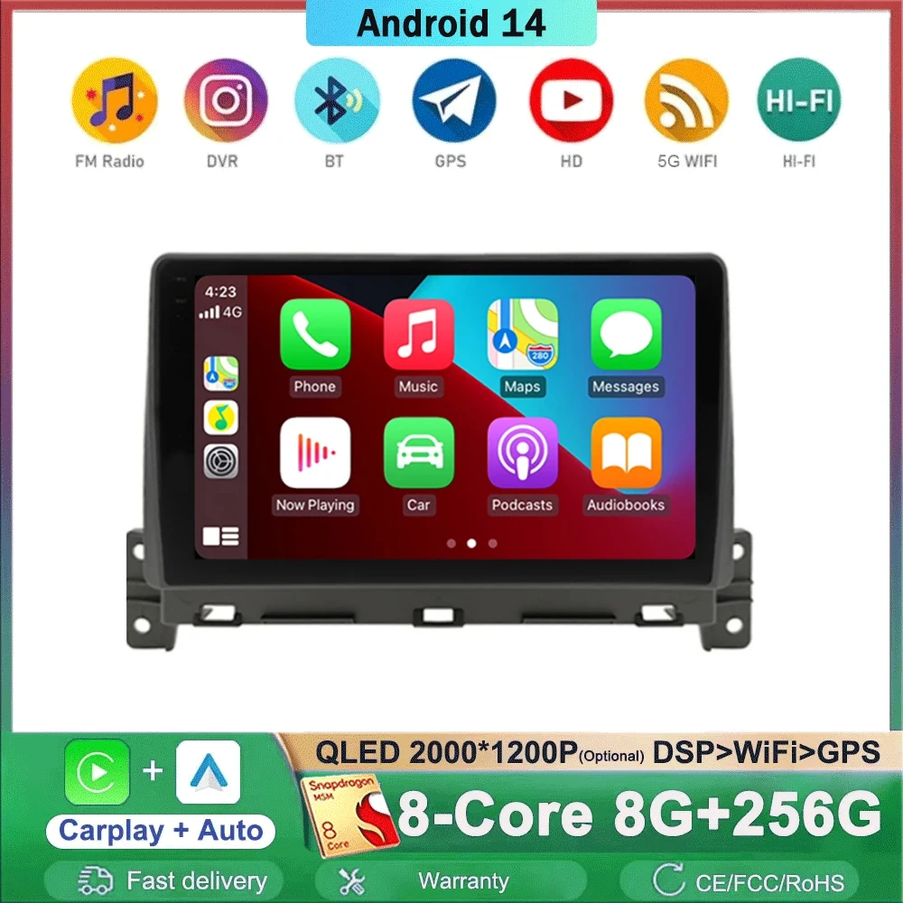 Android14 Car Radio Stereo Navigation For Great Wall Wingle 7 2018 - 2021 Carplay Player Tape Recorder Head Unit No 2din Carplay