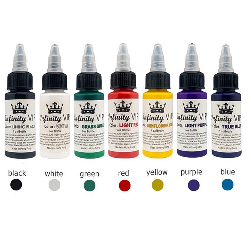 High Quality 7pcs / Set natural plant pigment Long Lasting Tattoo Ink Permanent Makeup Pigment Ink For Tattoo Body Paint