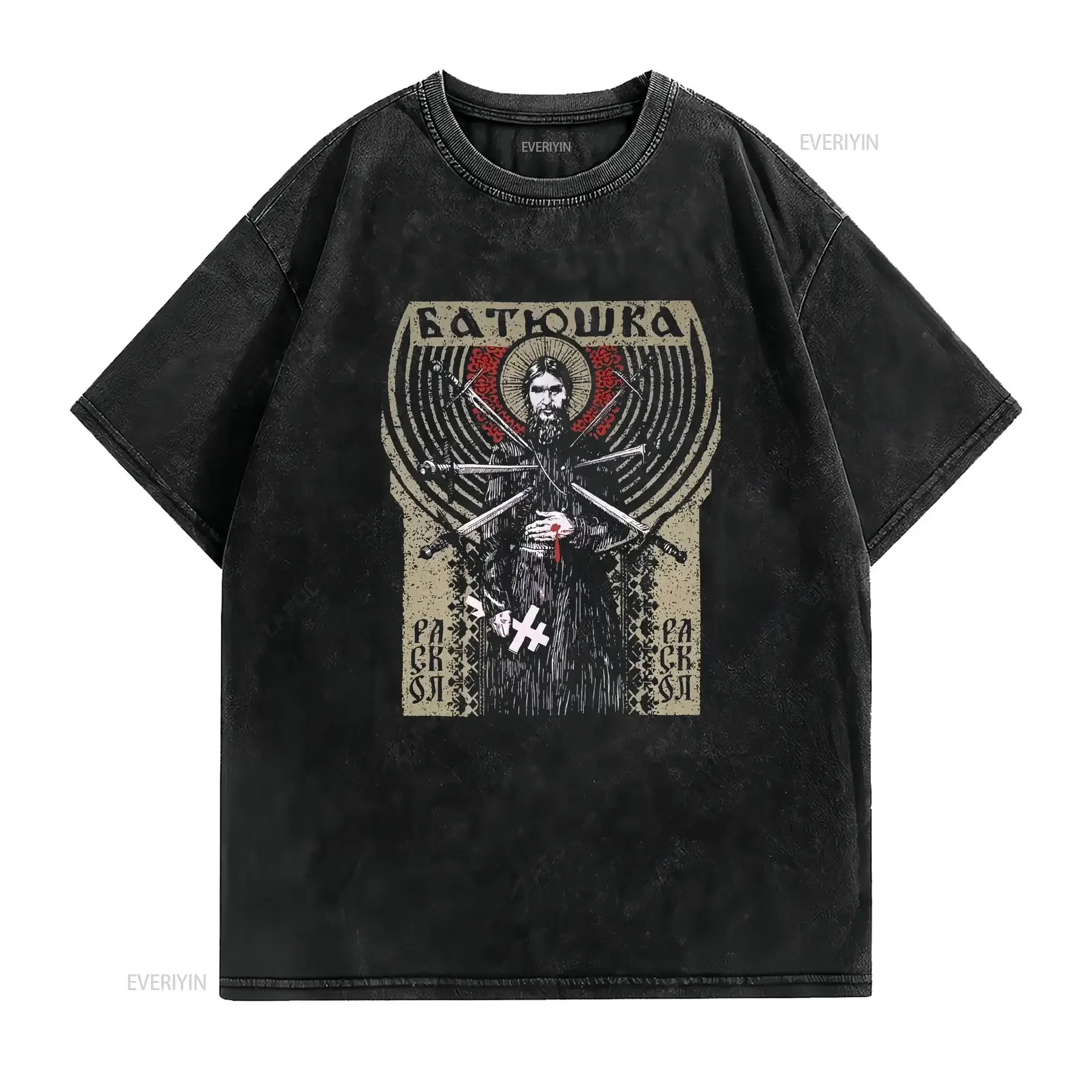 batushka raskol shirt long or short sleeves vintage Washed Slightly designer clothes Casual Top For Everyday Wear Stretched