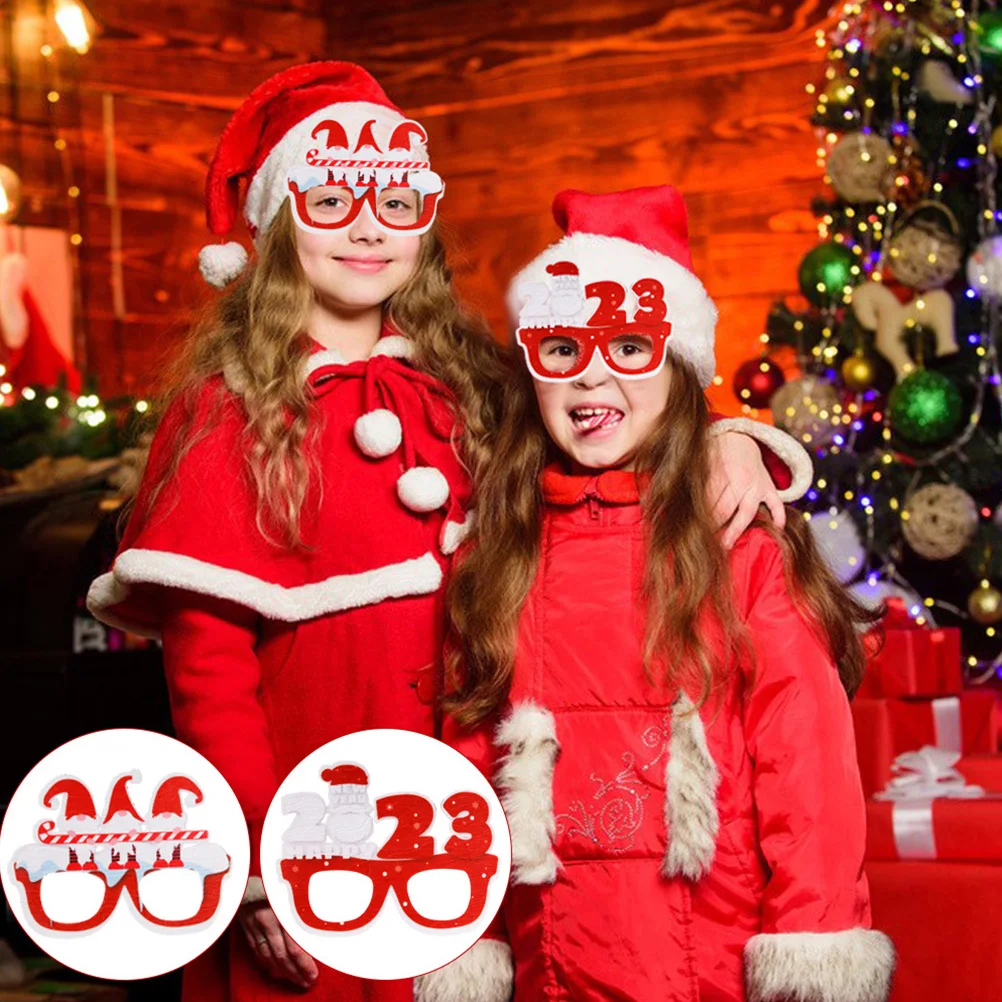 

Christmas Glasses Frame Party Eyewear Props 2023 Photo Booth Supplies Lightweight Plastic Felt Christmas Decorations Xmas Party