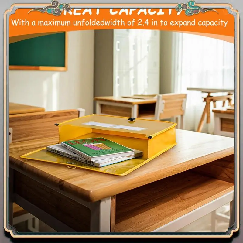 

Durable 5Pack A4 Plastic File Wallet Envelope Expanding File Folder& Label Pocket Clear Colored Waterproof For Office Home