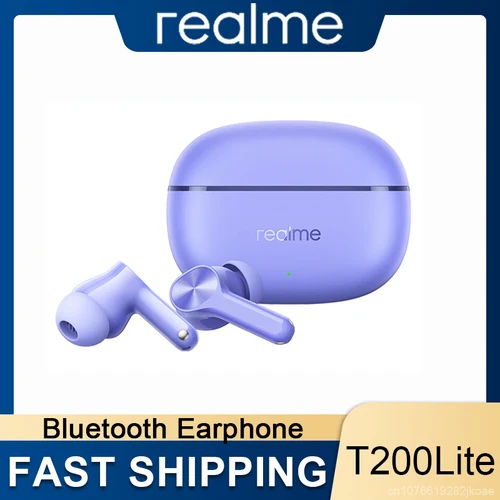 Imagen 1 del producto Realme Buds T200 Lite auriculares inalámbricos verdaderos AI llamada reducción de ruido auriculares Bluetooth 5,4 estéreo HiFi auriculares para ciclismo 600mAh