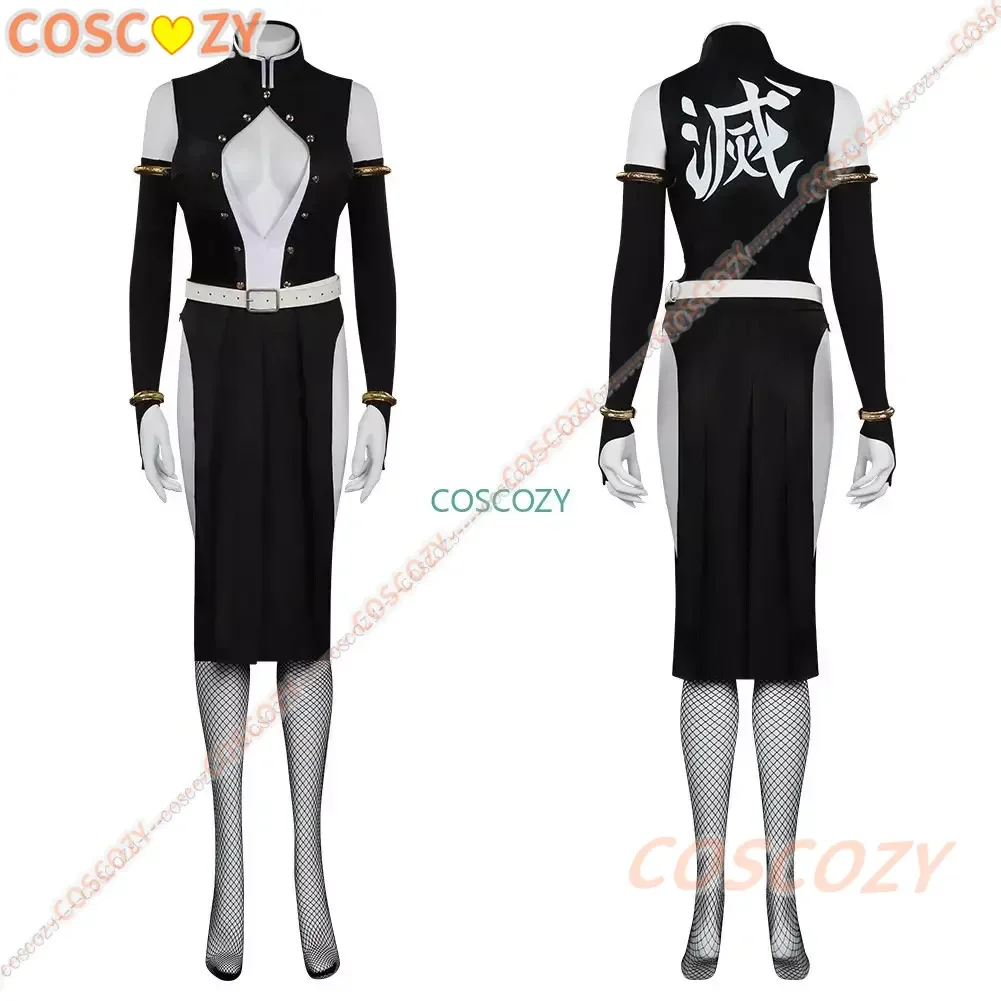 Vrouw Versie Uzui Tengen Cosplay Kostuum Team Uniform Feest Carnaval Zwarte Jurk Anime Sticker Kleding Pruik Cosplay Kostuum