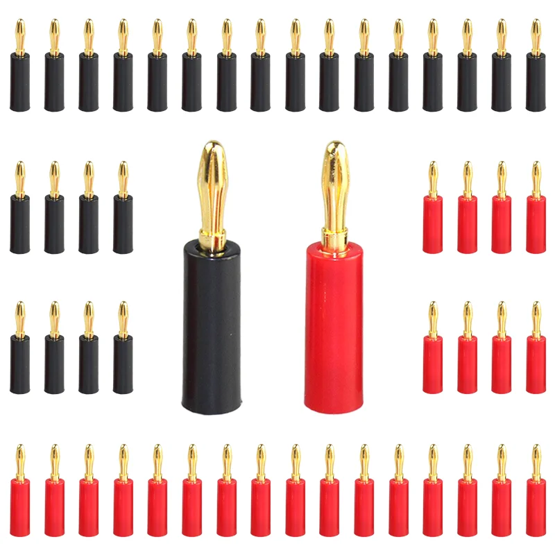 

10/40/200PCS 4mm Gold Plated Banana Connector Speaker Horn Speakers Banana Plug for Audio Video Speaker Cable Adapter