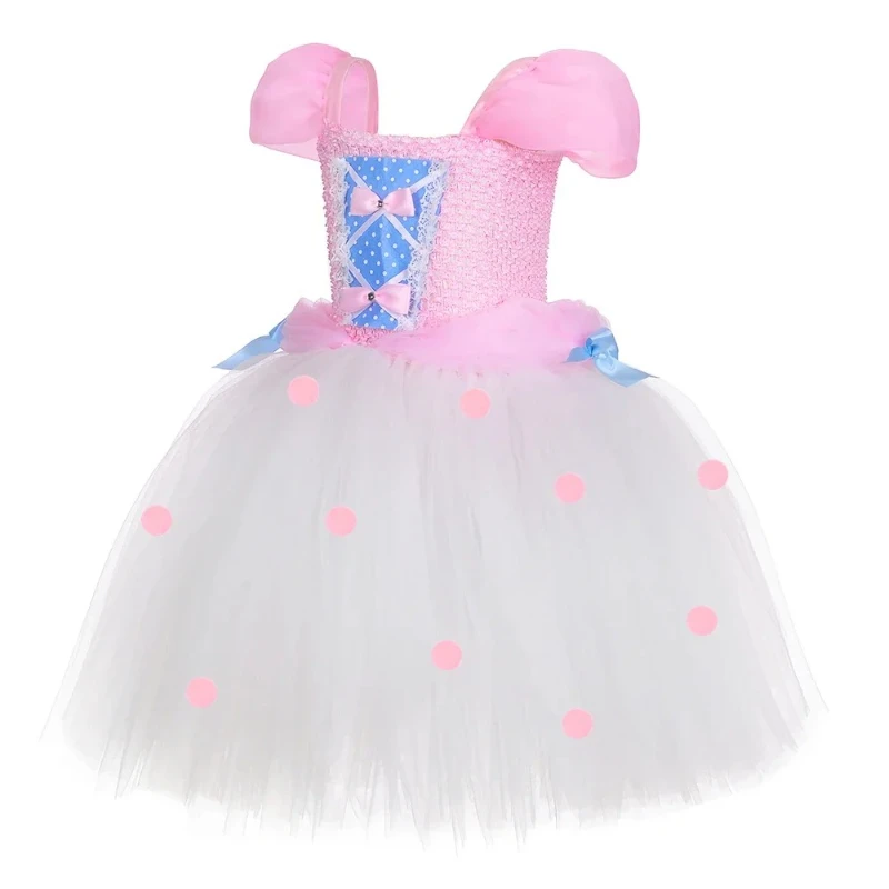 Toy Bo Peep Costume for Girls Birthday Party Dresses Tutu Princess Dress Shepherdess Cosplay Halloween Costume for Kids Clothes image 3