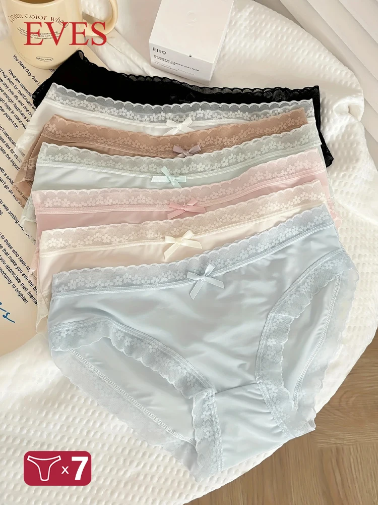 7-teiliges Sommer-Set mit ultradünnen Damenhöschen, sexy Spitzenbesatz, atmungsaktive, einfarbige Slips, weiche, trendige Stretch-Dessous für Mädchen
