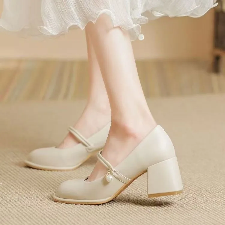 Mary Jane Women's Shoes 2026 New Spring and Autumn Fashion Versatile French Medium Coarse Follow up Shoes