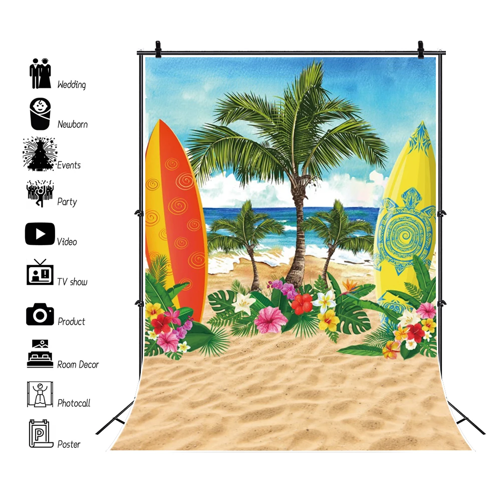 Laeacco Summer Tropical Seaside Beach Photo Backdrop Dusk Sand Castle Toy Kid Newborn Portrait Customized Photography Background