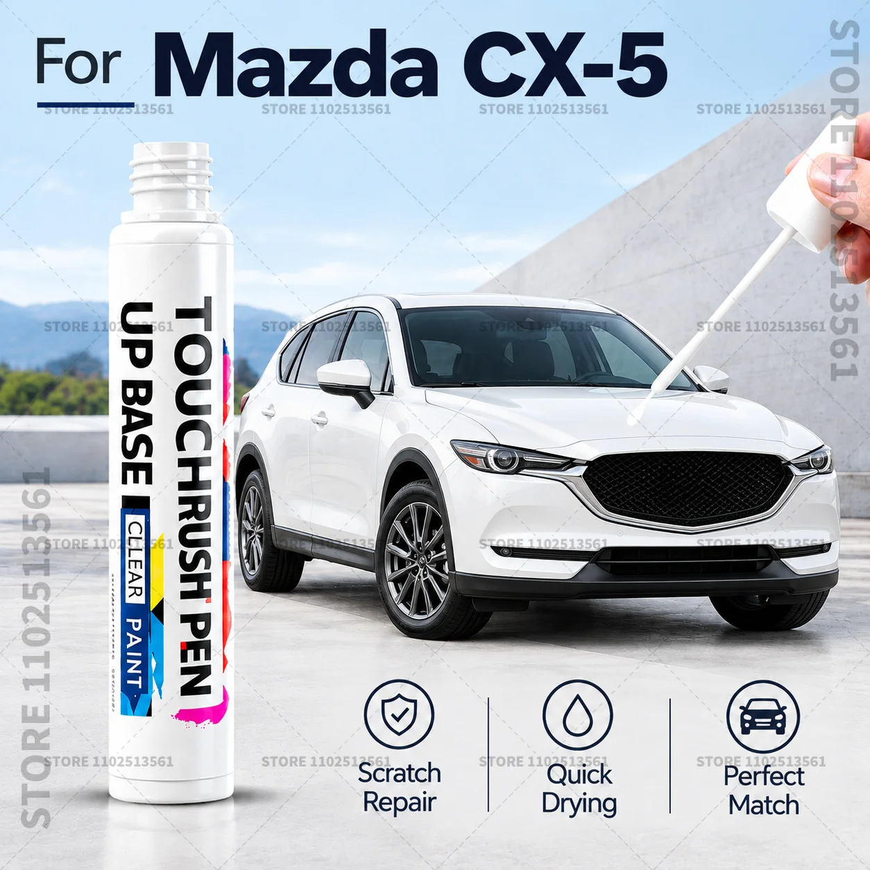 For Mazda CX 5 White Automotive Touch Up Paint Pen Scratch Repair Marker for Car Body Bumper Door Paint Restoration Accessories
