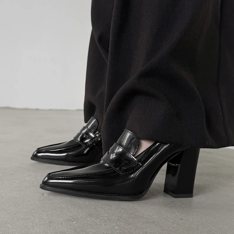 MKKHOU Fashion Pumps New High Quality Genuine Leather Shoes Pointed High Heels Women Commuters Women's Shoes