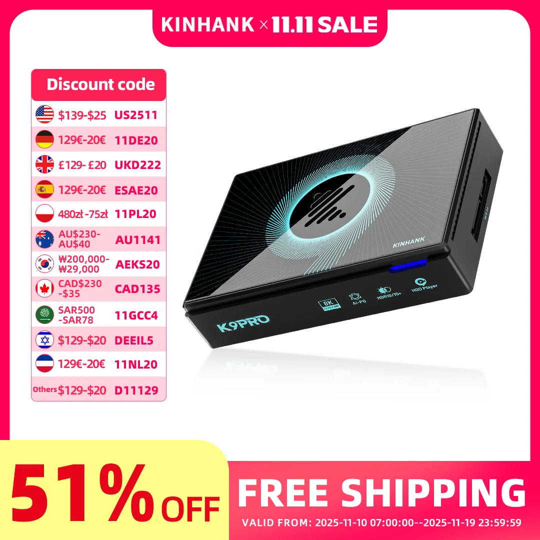 

K9 Pro Streaming 8K Blu Ray Player Android TV Box with Montage Player HDD Player HDR10+ RK3588S Wifi 6 Included HDMI2.1 Cable