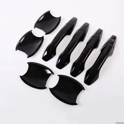 For Honda CRV CR-V 2007-2011 Glossy Black Carbon Fiber Chrome Car Door Handle Cover Decor Trim Sticker Styling Accessories