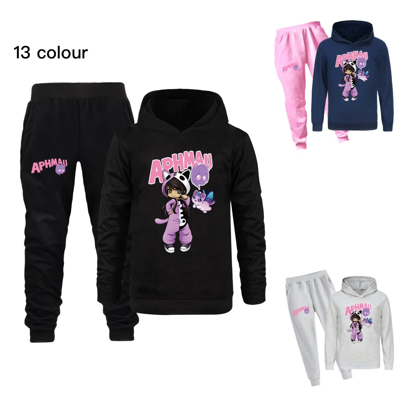 

APHMAU Hoodie Kids 2024 Spring Clothes Baby Girls Cartoon Hoodies+Jogging Pants 2pcs Suit Children Tracksuits Boys Clothing Sets