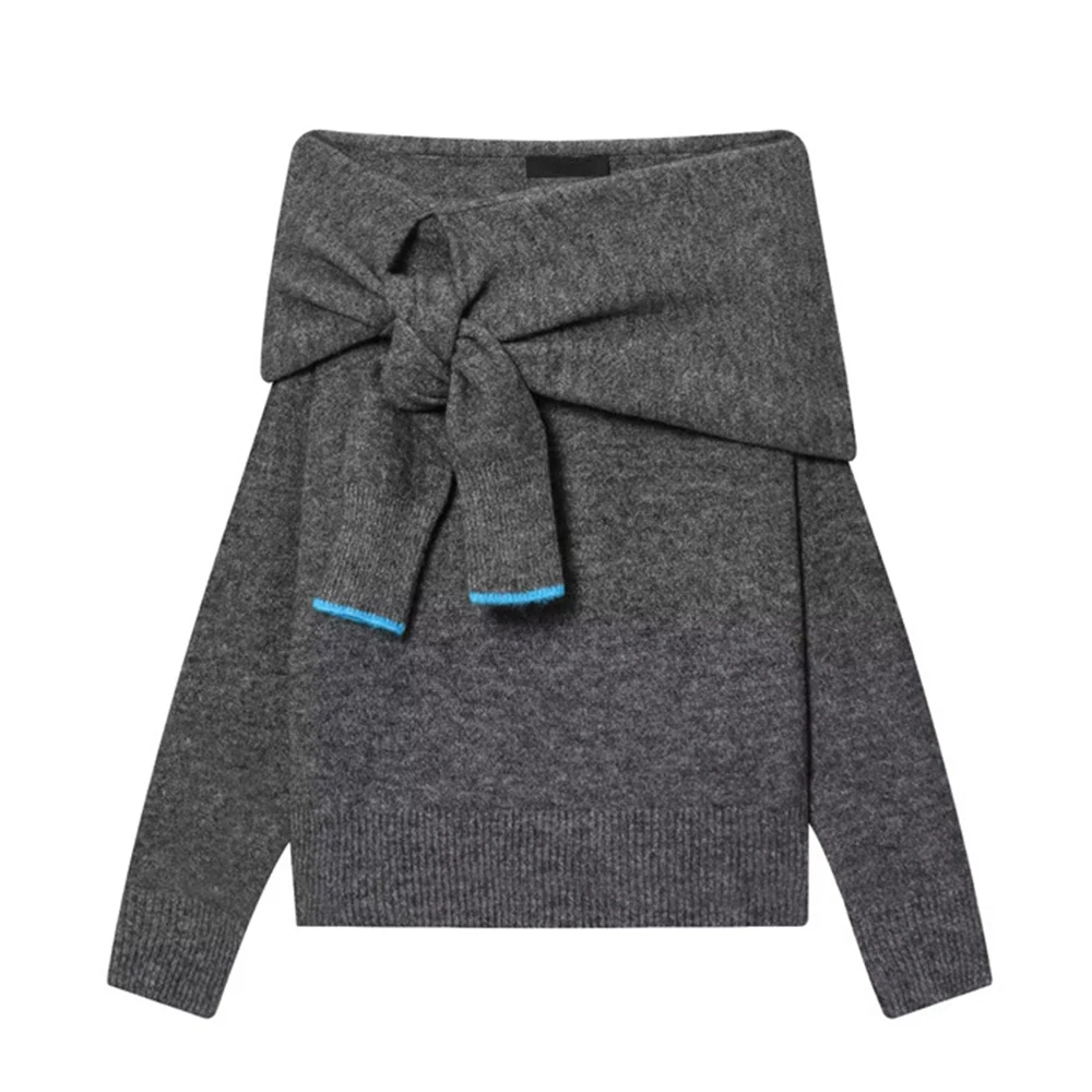 

Fall Women's Loose Knitwear Design Sensation Small Audience Personality Pullover Sweater Stylish Casual Fashion Top