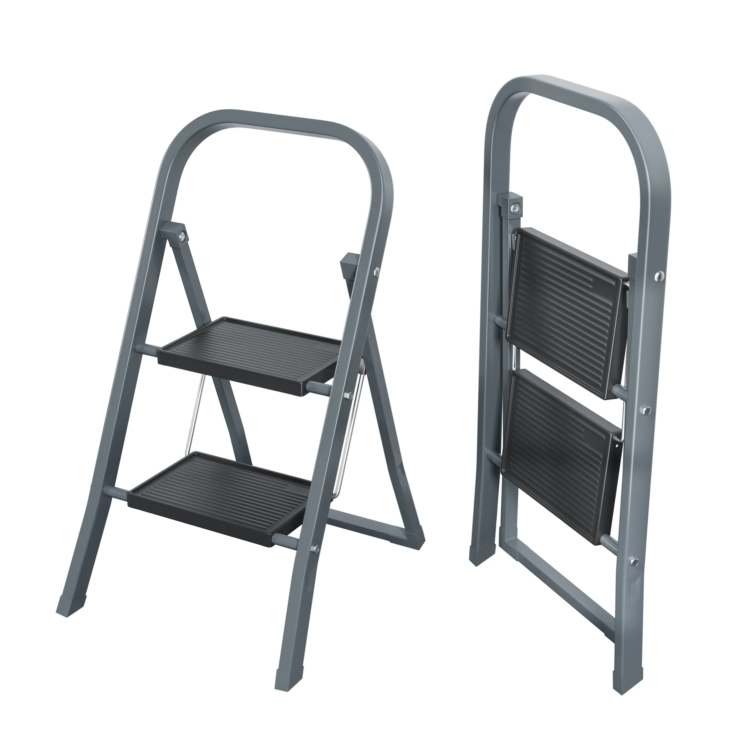 

2 Step Ladder, Step Stool for Adults, Folding Step Stool with Wide Anti-Slip Pedal, Sturdy Steel Ladder