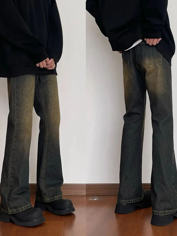 

Мужские джинсы Aduated: синие, прямые, зауженные, в американском ретро-стиле, с высокой талией, удлиненные, для весны и осени