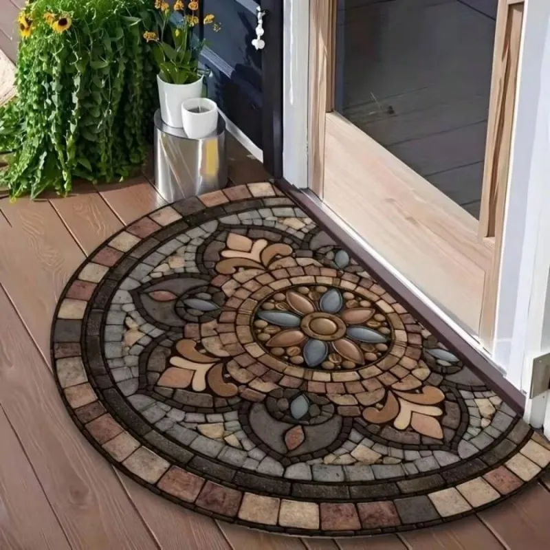 VIKAMA Minimalist Striped Soft Durable Door Mat, Durable & Anti Slip, Bathroom Mirror Side Mat Soft Carpet for Home Decor