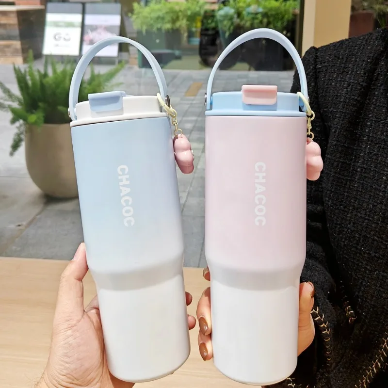 

Fashion Gradual Change Vacuum Thermos Cup Simple Women Large Capacity Coffee Cup Outdoor Sports Portable Cup Gift Camping Cup