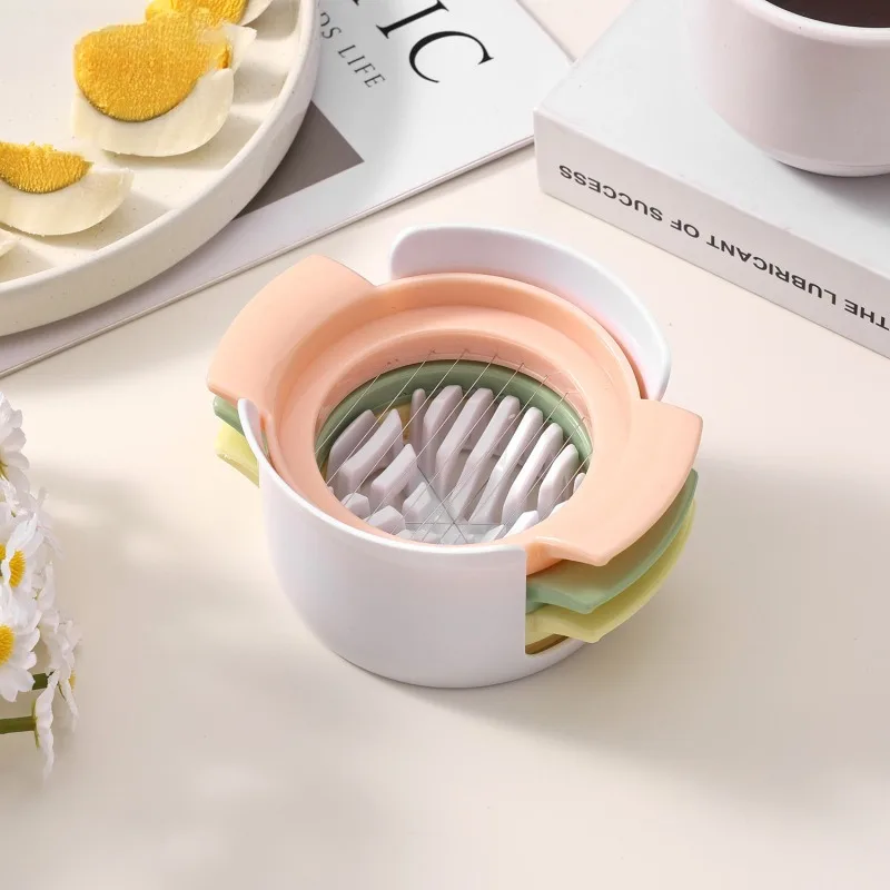 【Multi-Function Egg Slicer】Stainless Steel 3-in-1 Cutter for Eggs, Fruits, Kitchen Helper Gadget