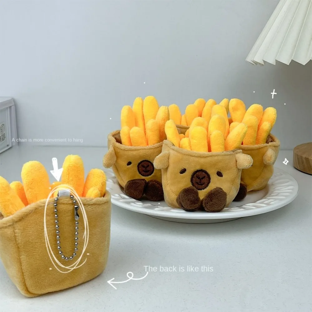 New Creative Capybara French Fries Plush Pendant Exquisite Cartoon Key Pendant Girls Cute Capybara Plushie Doll Keyring